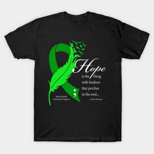 Mental health: hope ribbon, white type T-Shirt